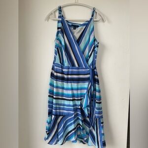 Tommy Hilfiger Asymmetrical Blue Striped Dress
